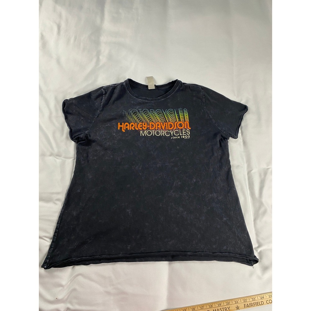 Harley-Davidson Graphic Tee Womens XL Charcoal Grey Excellent Mineral Wash Biker